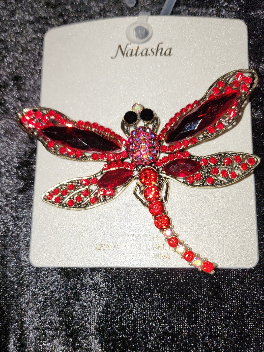 Natasha Red❣️ Crystal Dragonfly Brooch/ NWT